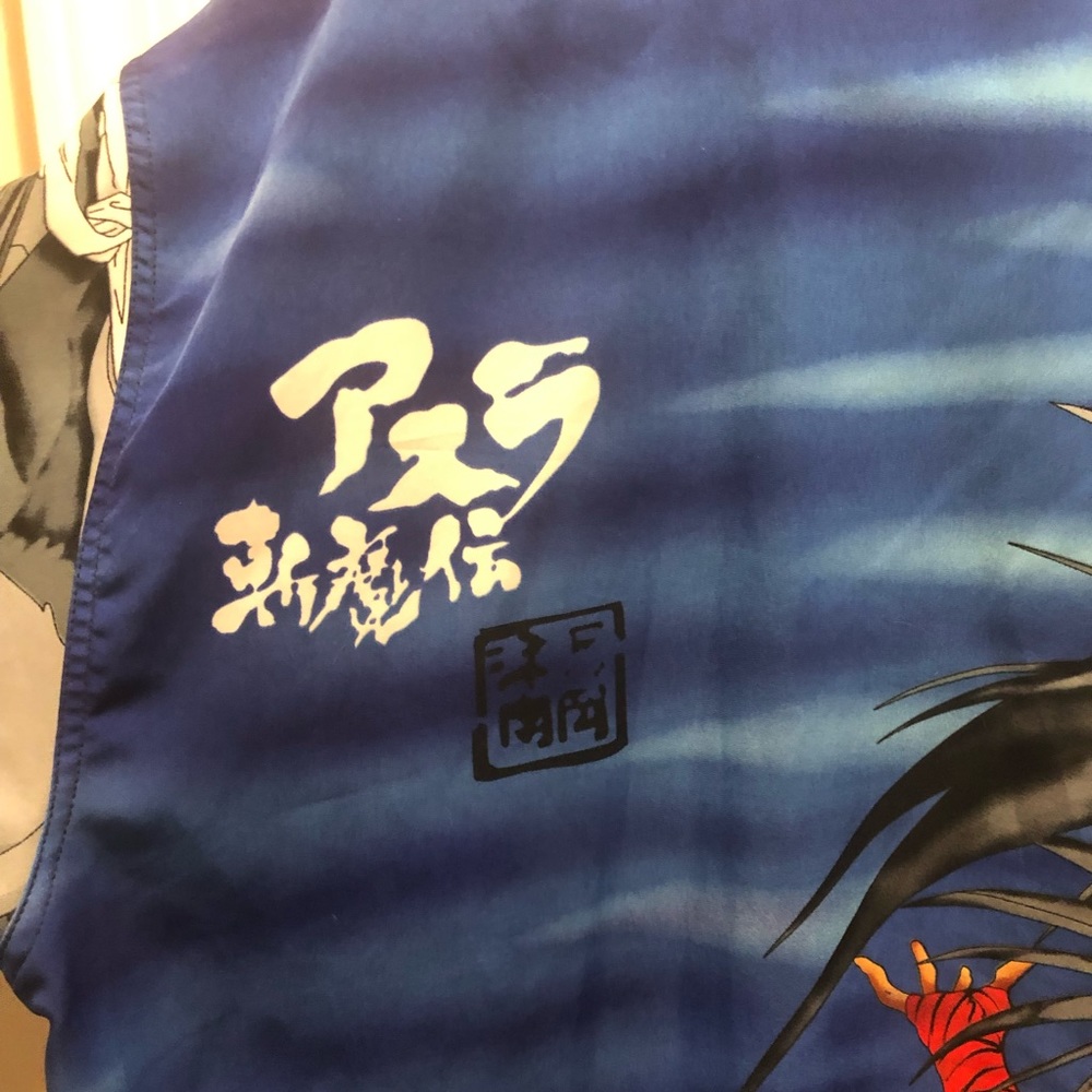 Y2K Vintage Haohmaru Samurai Blue Japanese Anime Button Down Shirt - Picture 6 of 9